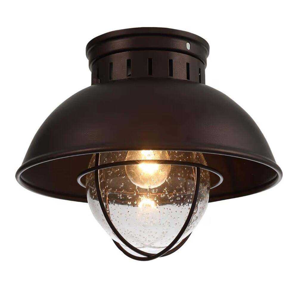 Flush Mount Outdoor Ceiling Light, Farmhouse, 10", Oil Rubbed Bronze #CE101M YC